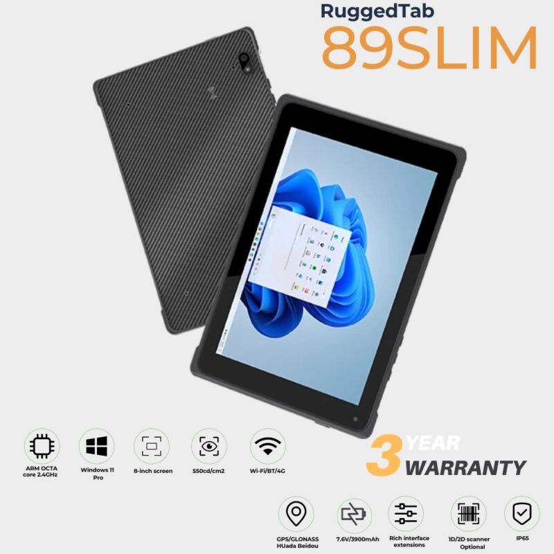 RUGGEDTAB 8" Slimline - Windows 11 Pro | 8 +128 (89SLIM)