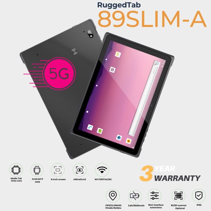 RUGGEDTAB 8″ Slimline – Android 11 GMS | 4+64 |3G/4G/5G (89SLIM-A)