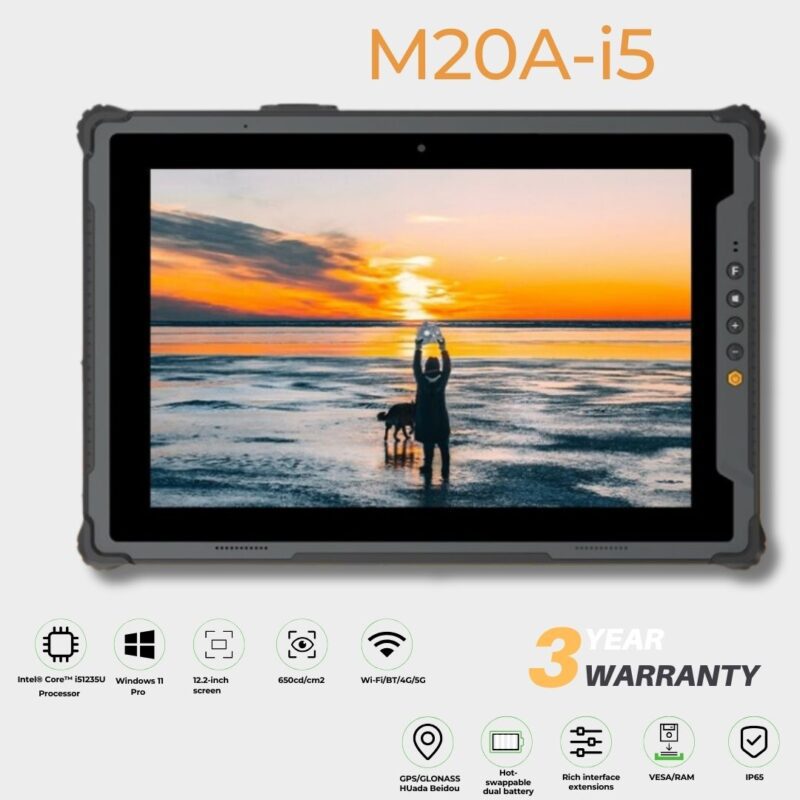 ONERugged 12″ Tablet – Intel® Core™ i5-1235U Windows 11 Pro with Options (M20A-i5)