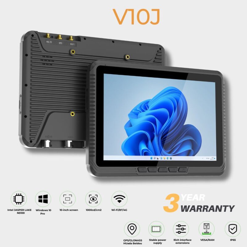 ONERugged 10" Vehicle Mount PC -  Windows 11 Pro with Standard 8GB RAM/128GB Internal Storage. (V10J)