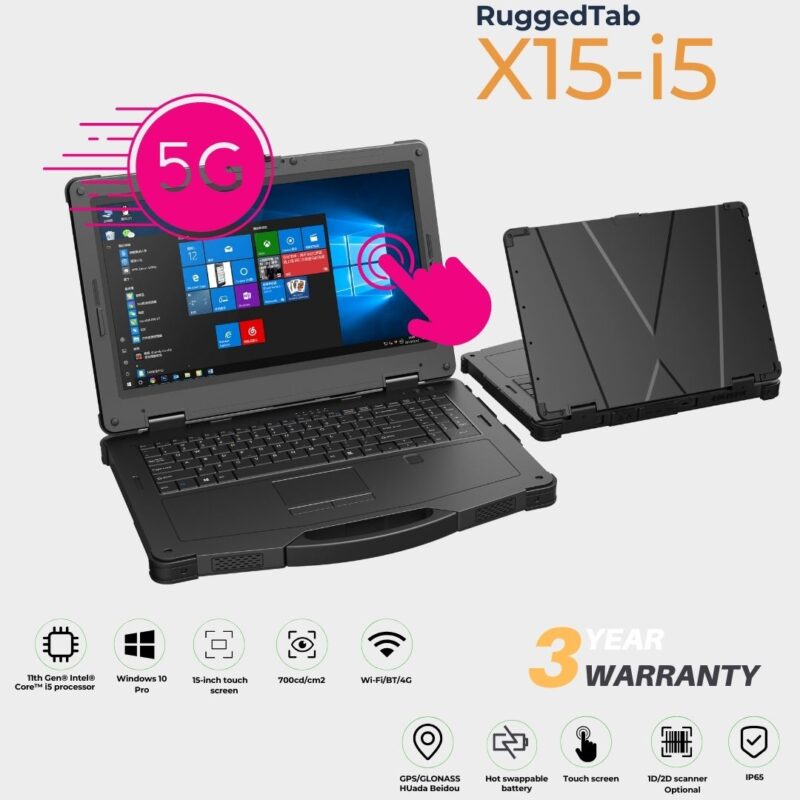 RUGGEDTAB i5 15.6″ Laptop – Windows 10 Pro | 16+256 | +5G with Options (X15-i5)