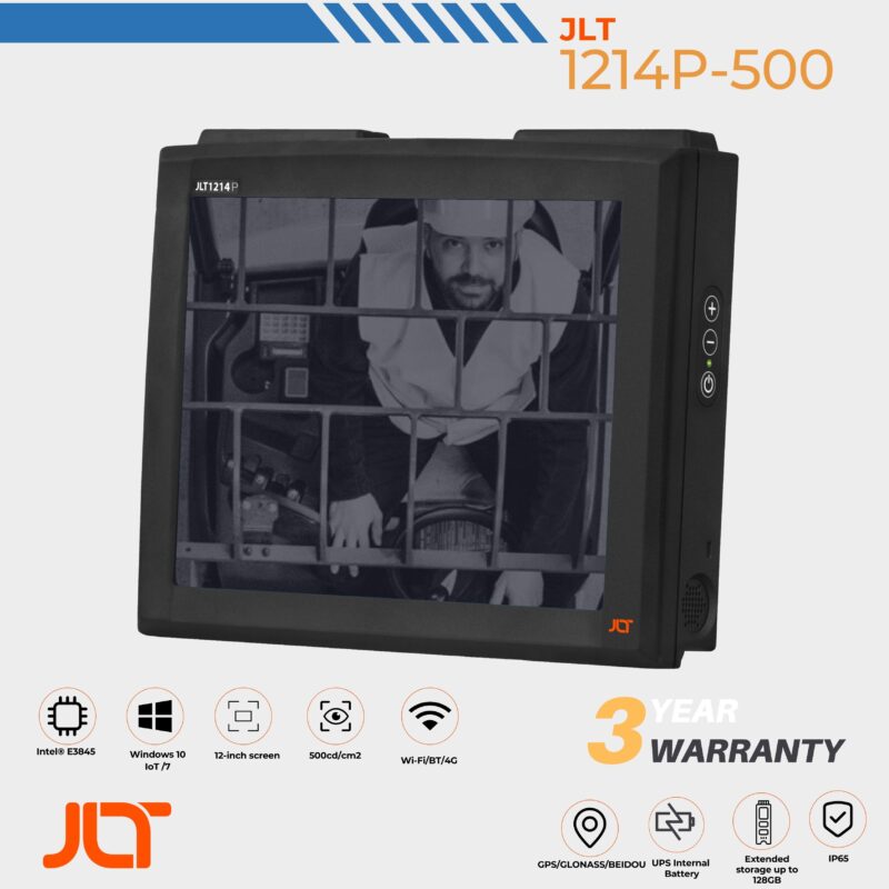 JLT1214P 12″ Vehicle Mount PC – 500NIT | Windows 10 IoT | Intel® E3845 |  Capacitive touch screen with JLT PowerTouch™ technology and hardened glass   (102391)