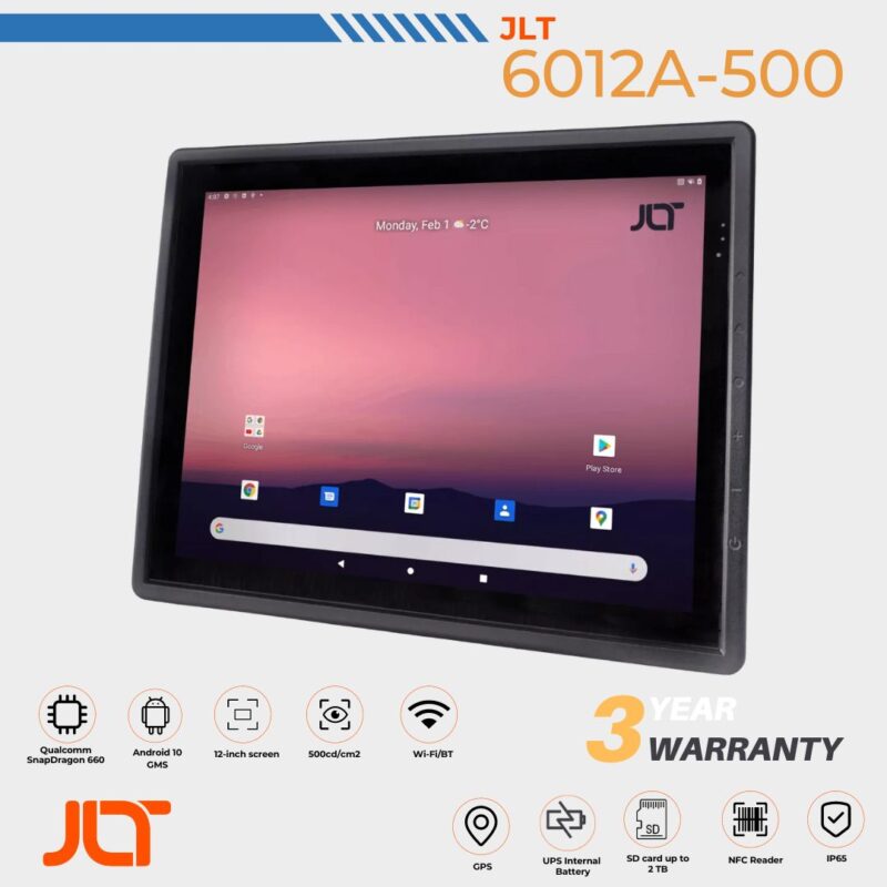 JLT6012 12" Vehicle Mount PC - Standard brightness 500 NIT |Qualcomm® SnapDragon™ 660 1.90GHZ & 2.20GHz Android 10 GMS |  (102300)
