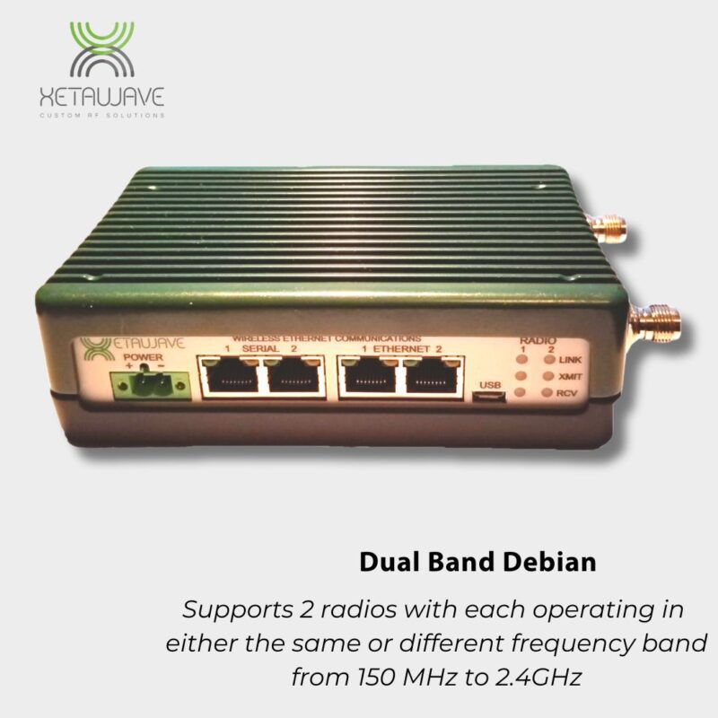Dual Band Debian 150 MHz to 2.4 GHz Software Defined Industrial Radio