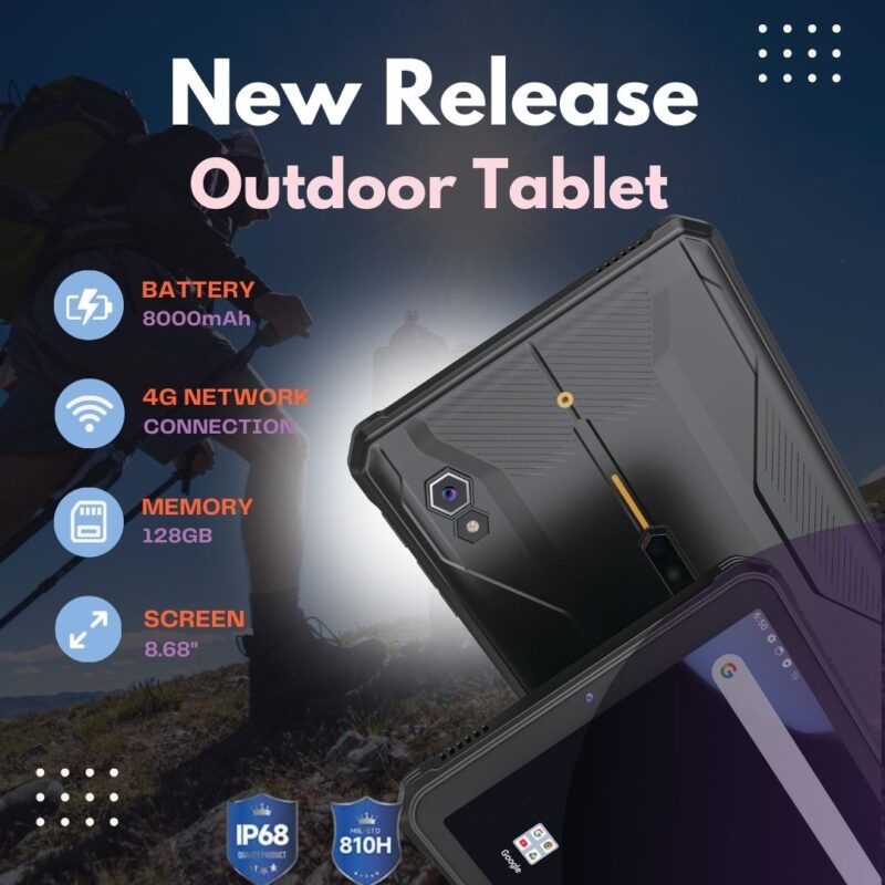 ONERugged T1 8000mAh Rugged Outdoor Tablet 8GB 128GB 8" IP68 HD + Android 14 MT8781V octa-core Tablet 48MP rear 32MP front Camera 33W